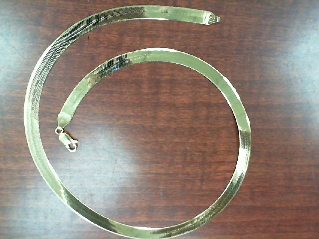 Yellow 10 Karat Herringbone Chain Length 20 6.9mm Wide