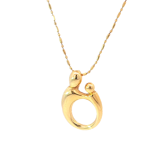 Elegant Mother And Child Yellow Gold Pendant