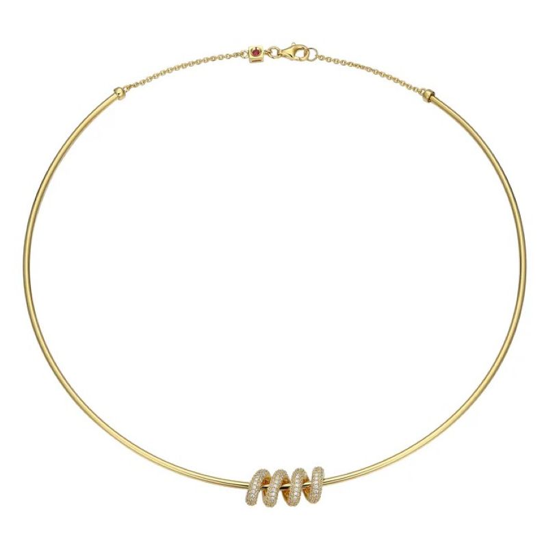 Exquisite Yellow Sterling Silver Choker Necklace