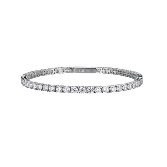 Rhodium Plated Bracelet With Czs, Length 6.75