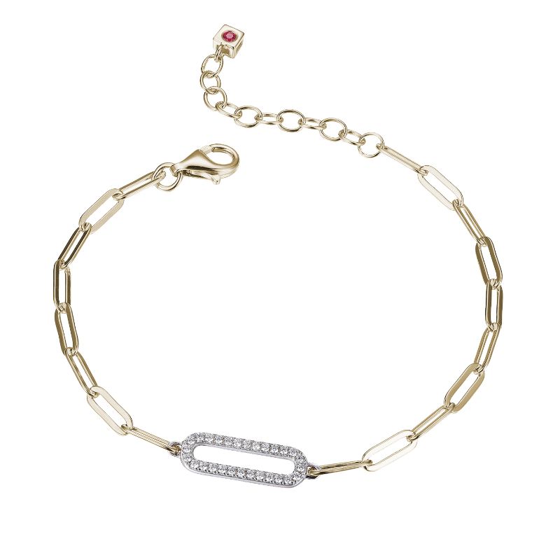Yellow Polished Sterling Silver Paper Clip Bracelet