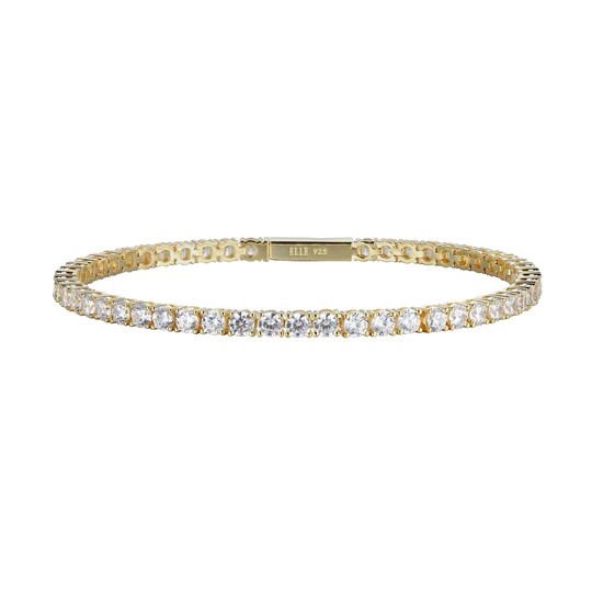 Yellow Sterling Silver Bracelet Length 7.25 With Czs