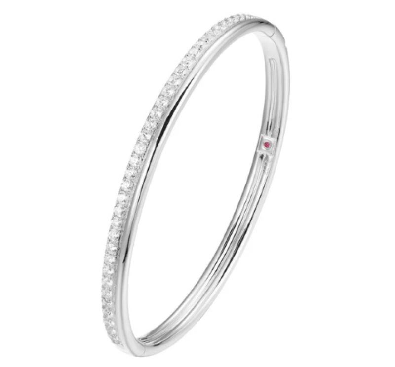 Sterling Silver Bangle Bracelet With Czs Length 6.75