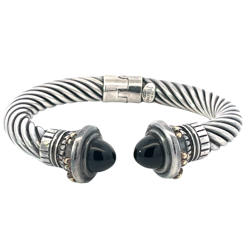 Elegant Silver And Black Twist Bracelet