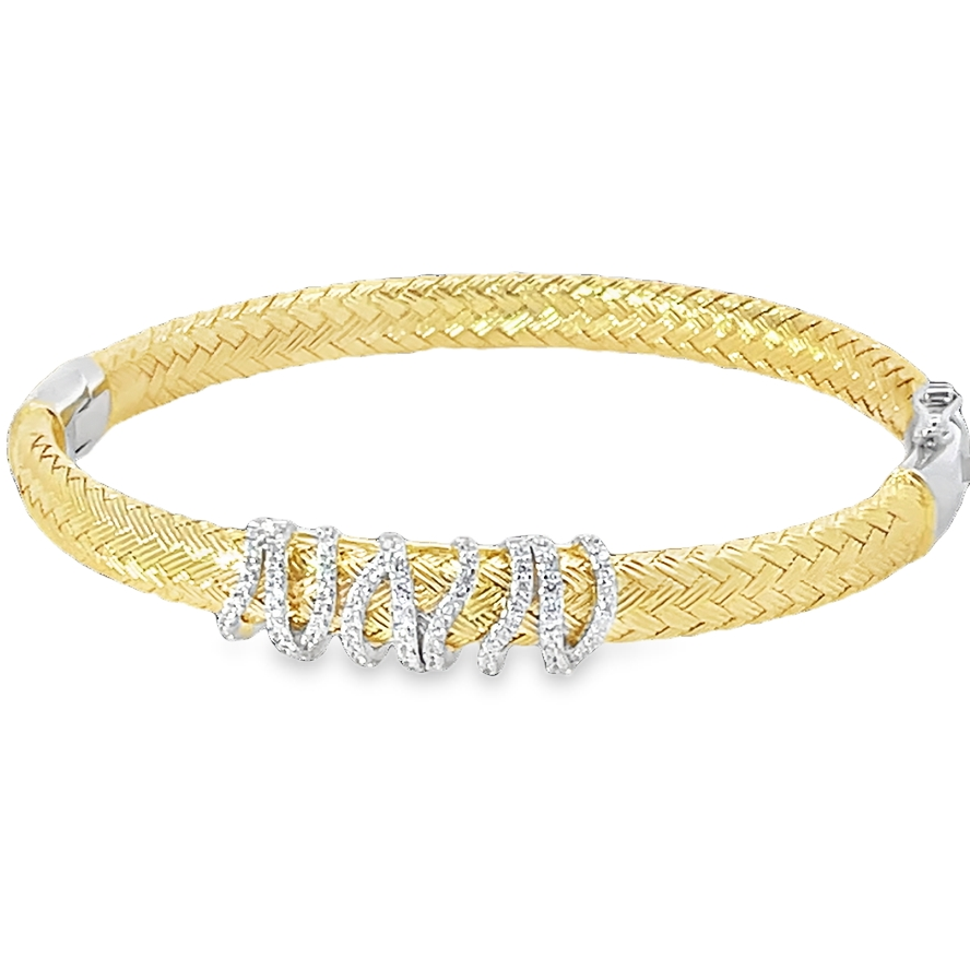 Stunning Woven Sterling Silver Bangle Bracelet