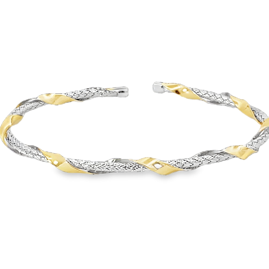 Yellow Sterling Silver Woven Bangle Bracelet