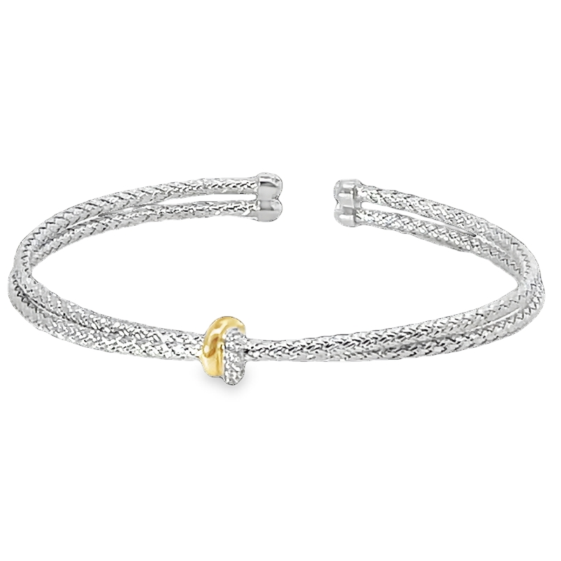 Elegant Silver Bangle With Cubic Zirconia