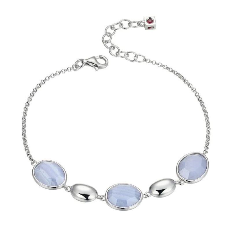 Elegant Blue Lace Agate Rolo Bracelet