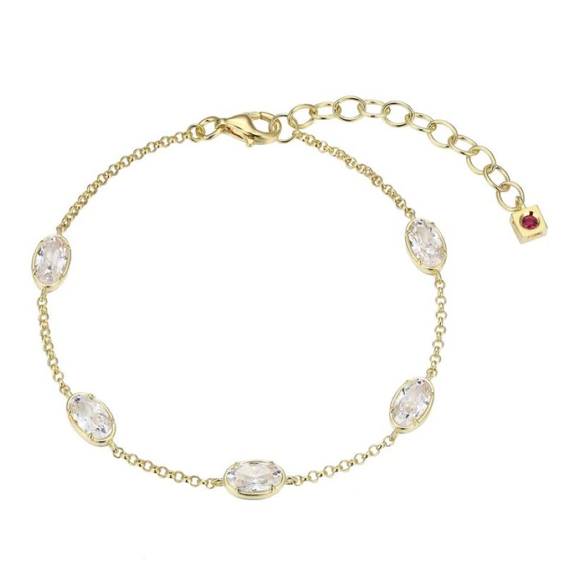 Elegant Yellow Sterling Silver Bracelet With Cubic Zirconiums