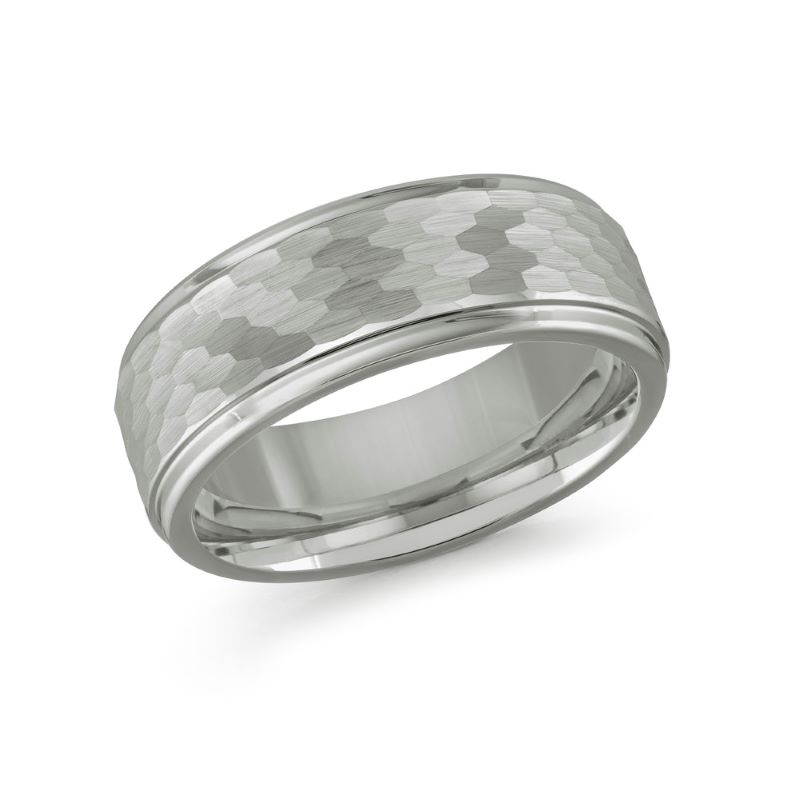Gray Hammered Tungsten Carbide Wedding Band
