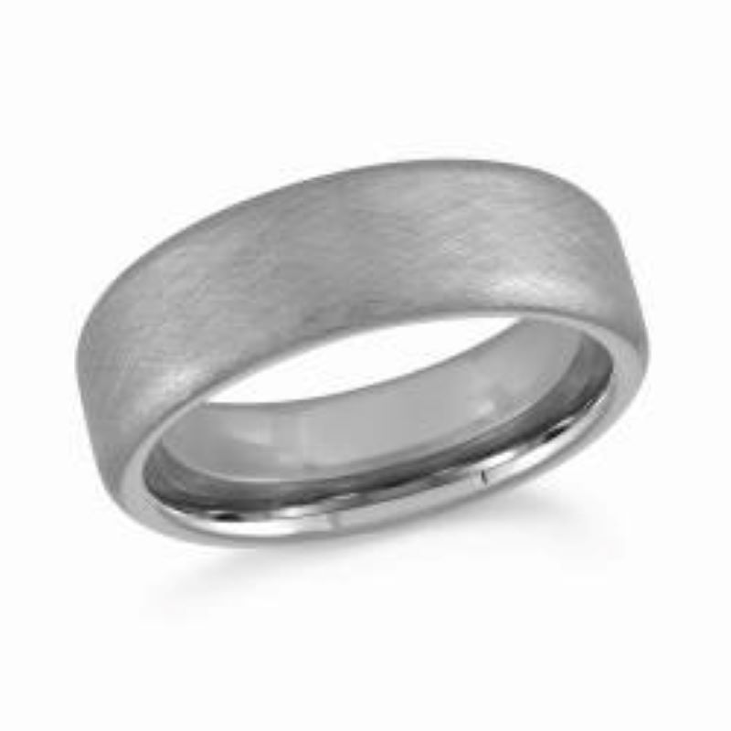 Gray Wire Brush Tungsten Carbide Beveled Edge Wedding Band