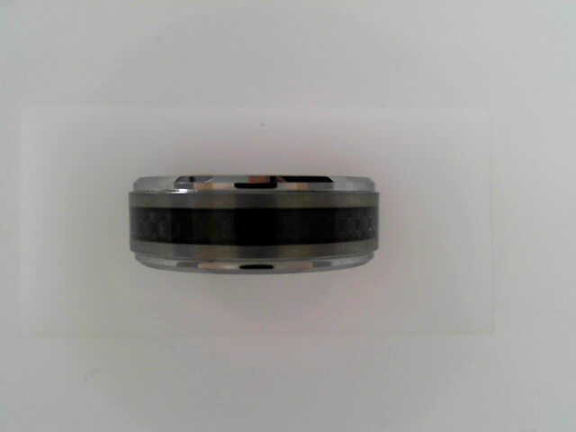 Gent's Grey Polished Tungsten Carbide Carbon Fiber Wedding Band Size 9