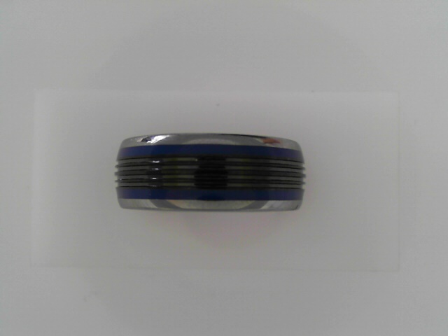 Gent's Black/blue Tungsten Carbide Comfort Fit Wedding Band Size 9