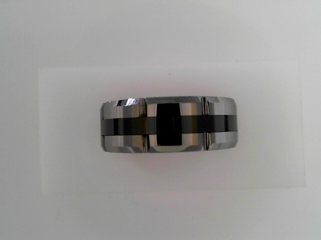 Gent's Black/white Polished Tungsten Carbide Wedding Band Size 9
