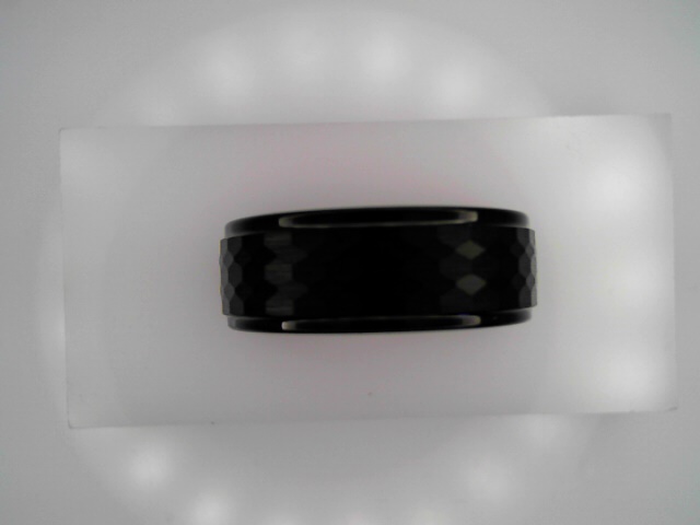 Gent's Black Hammered Tungsten Carbide Wedding Band Size 9