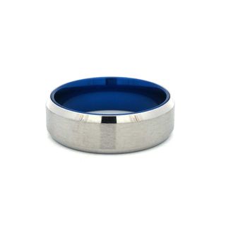 7mm Cobalt Bevel Satin Finish Center And High Polish Edges W/blue Anodized Sleeve