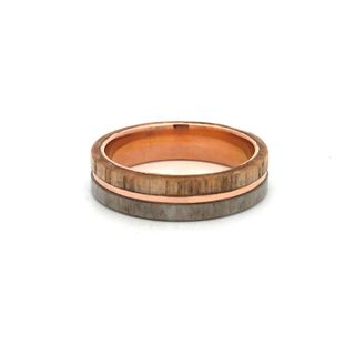 5mm 14k Rose Gold W/overlays Of Antler & Ash Wood