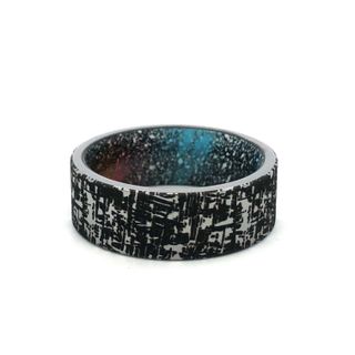 8mm Tungsten Flat Pattern Engraved Finish W/cerakote Interior Sleeve Galaxy Pattern