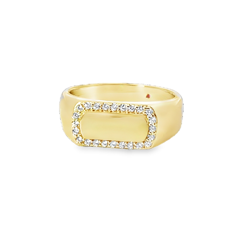 Beautiful Gold Plated Signet Ring With Sparkling Accents