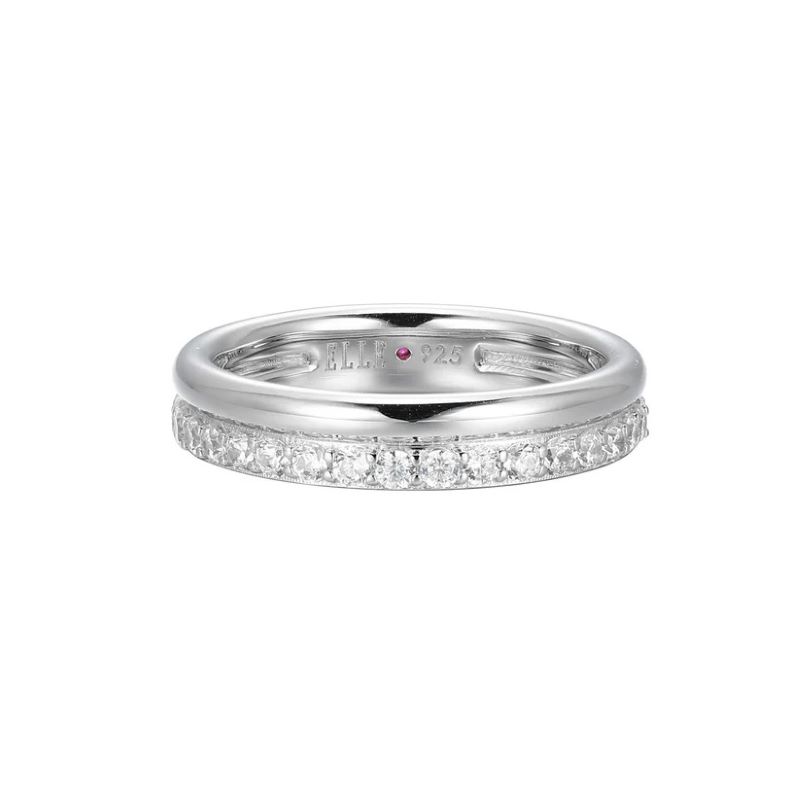 Elegant Rhodium-plated Zirconia Ring