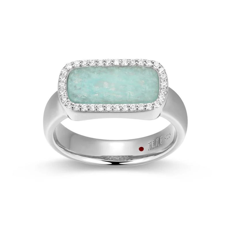 Elegant Amazonite Ring With Sparkling Stones