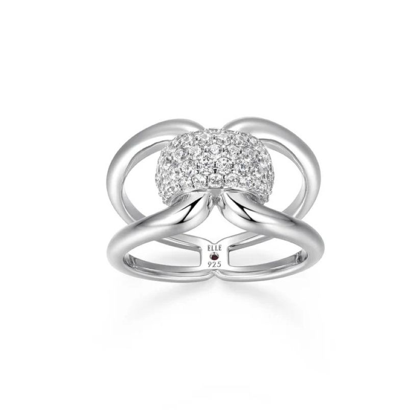 Brilliant Multistone Ring In Polished Sterling Silver