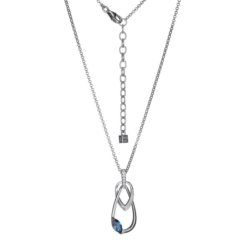 White Sterling Silver Blue Topaz Charm