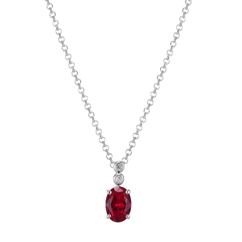 Sterling Silver Lab Ruby Pendant