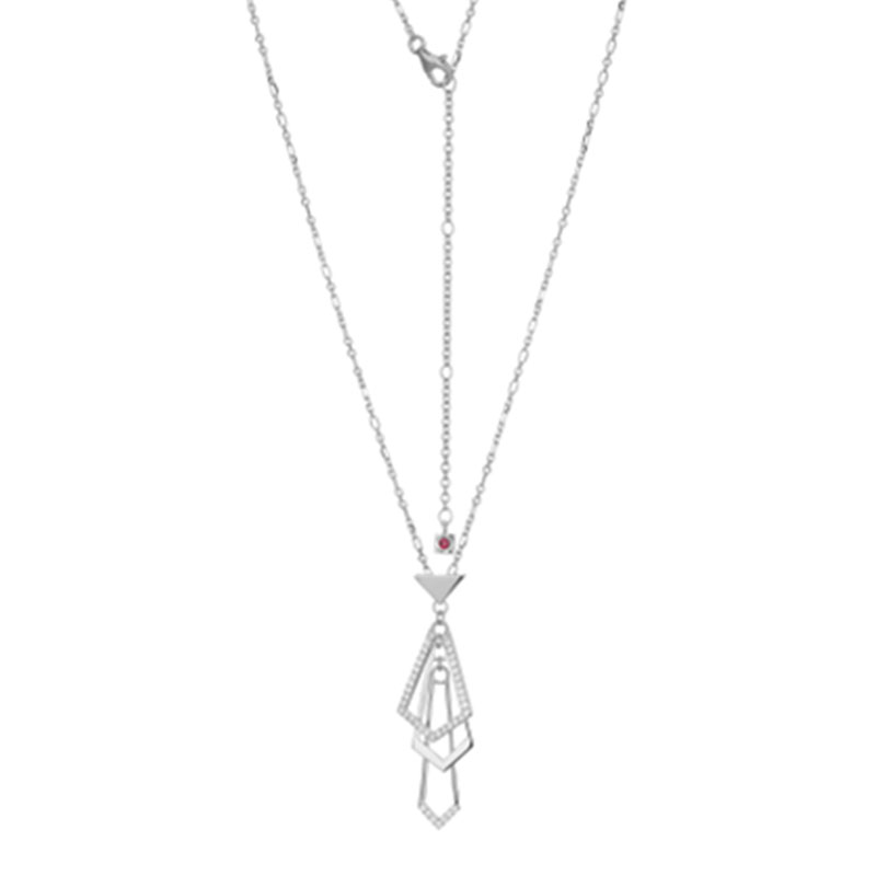 Sterling Silver Free Form Pendants With Czs And 16" Cable Chain With 3" Extension