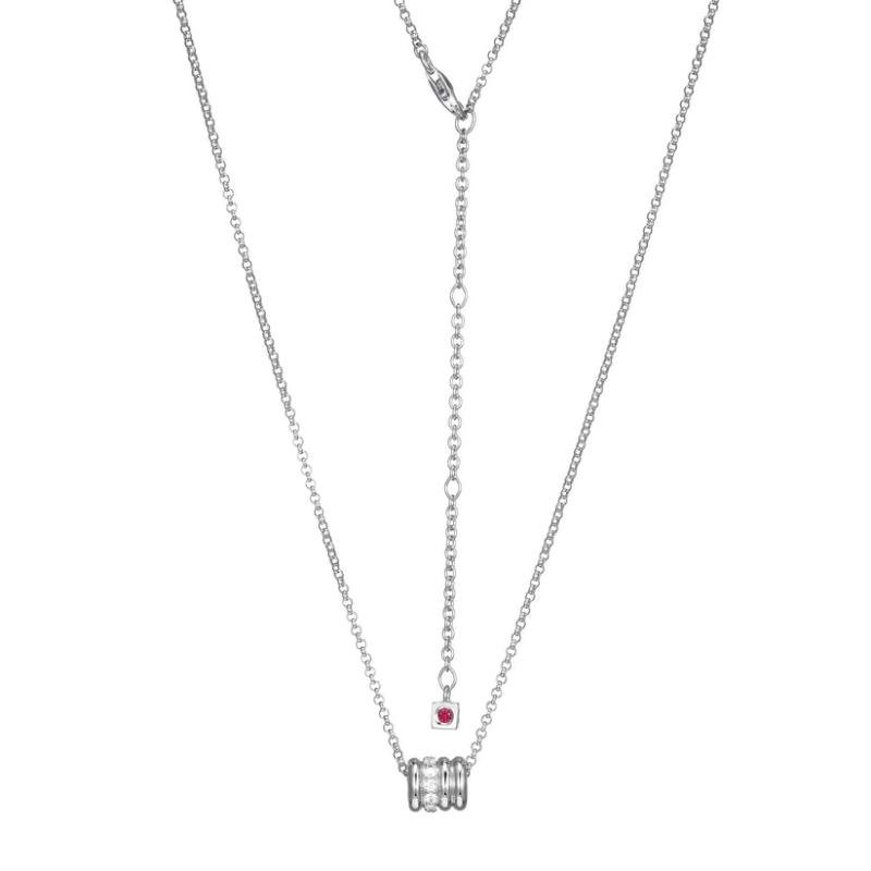 Sterling Silver Circle Charm With Cz And 17" Rolo Chain With 3" Extension