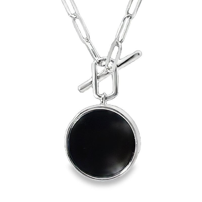 Elegant Silver Black Agate Pendant