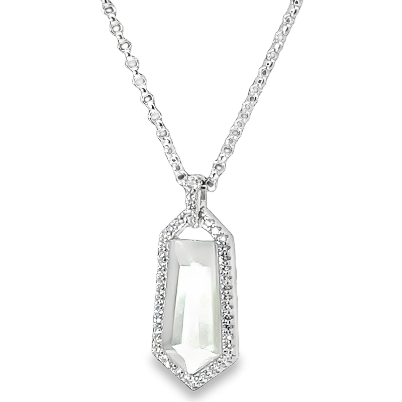 Elegant White Crystal And Mother Of Pearl Pendant