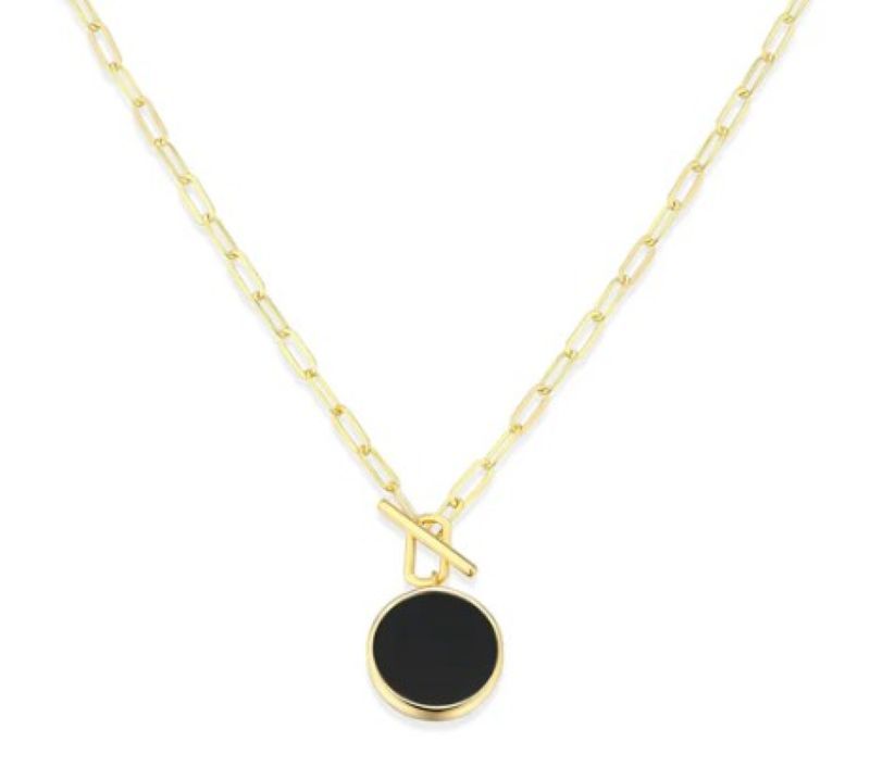 Elegant Black Agate Pendant Necklace