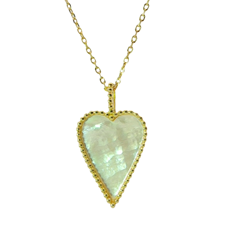 Elegant Yellow Gold Plated Charm Necklace With Heart-shaped Pearl Pendant
