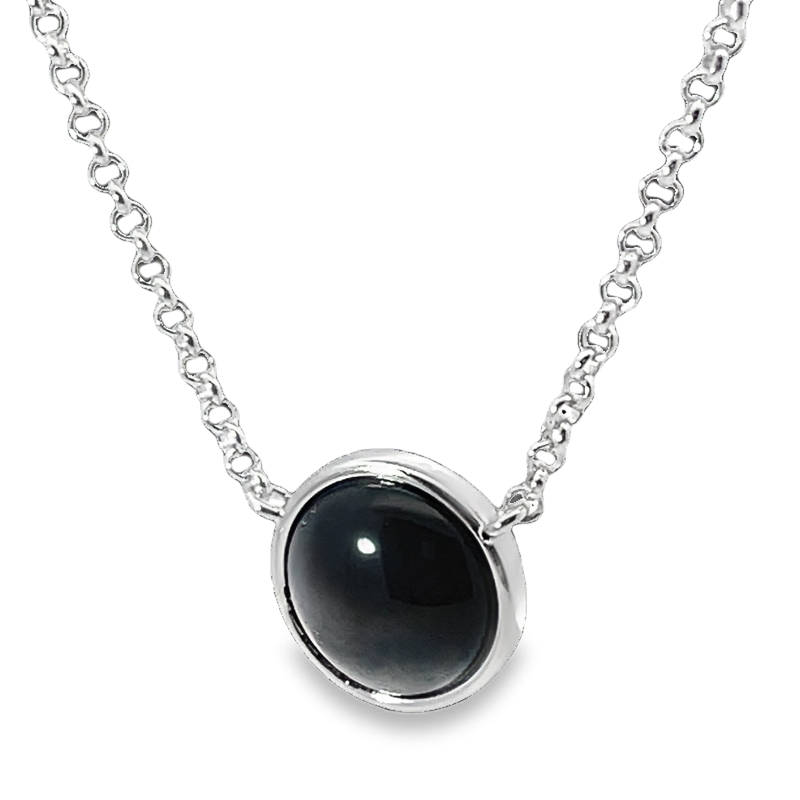 Elegant Gold Plated Black Agate Pendant Necklace