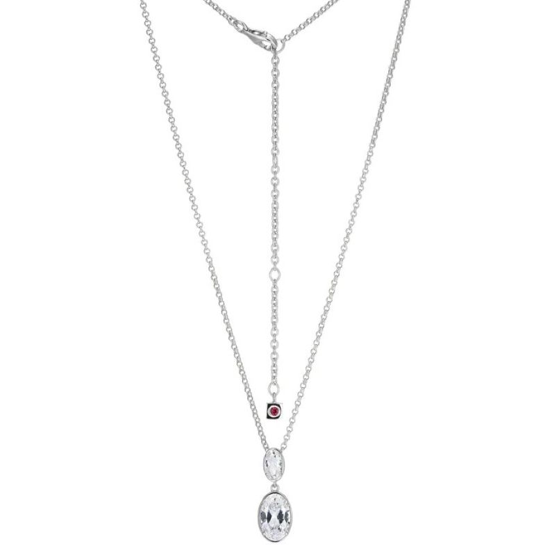 Elegant Sterling Silver Oval Cubic Zirconium Pendant