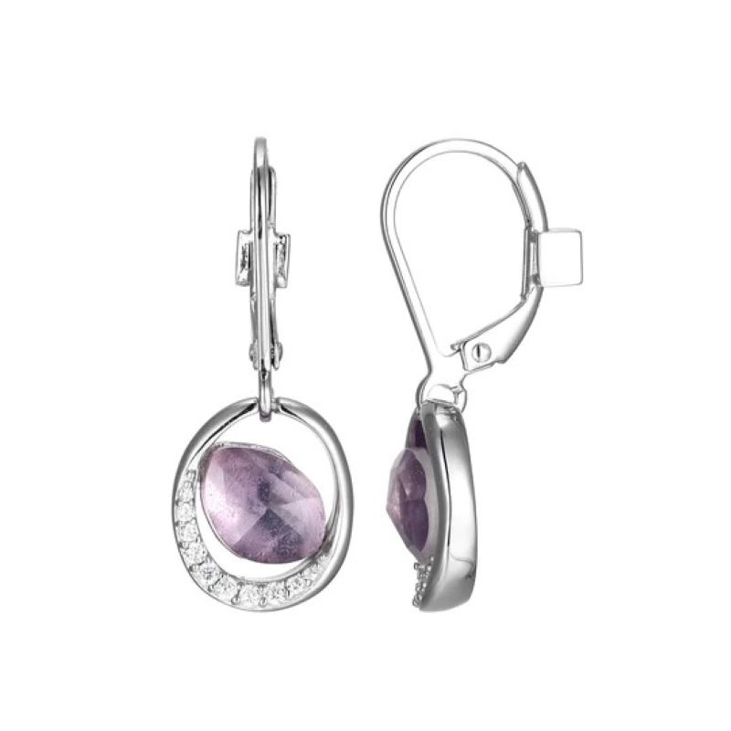 Sterling Silver Amethyst Leverback Earrings