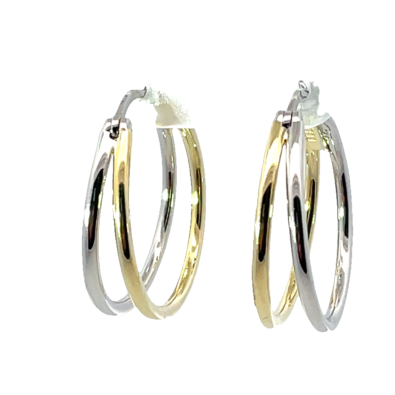 Gold And Silver Double Hoop Earrings