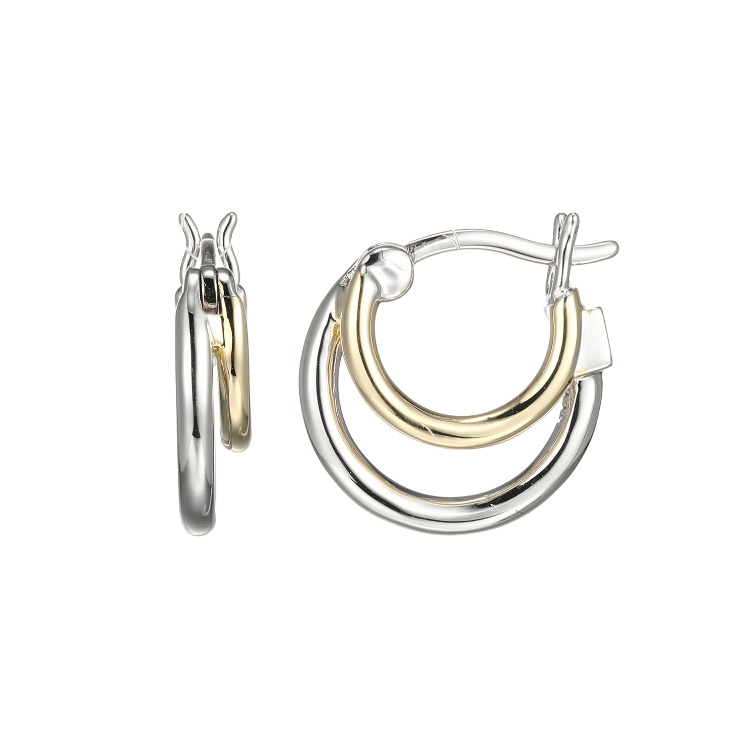 Elegant Two Tone Gold Hoop Earrings