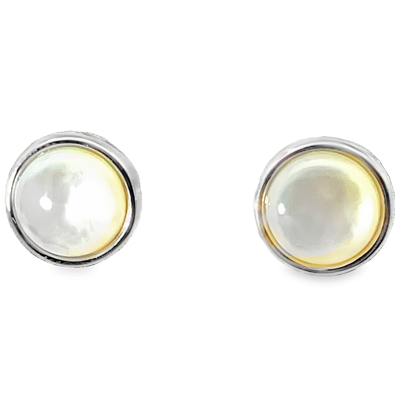Elegant Silver Stud Earrings With Mother Of Pearl