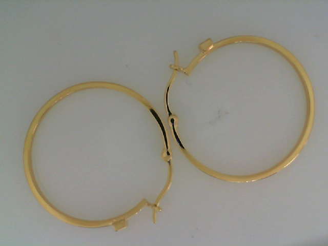 Lady's Yellow Gold Plated Polished Sterling Silver Hoops Earrings