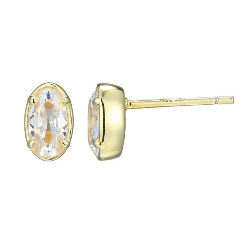 Oval Brilliant Cut Cubic Zirconium Earrings In Yellow