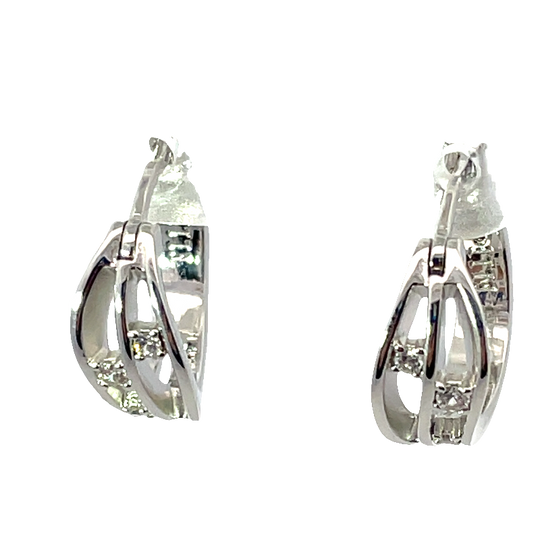 Beautiful Rhodiium Plated Hoop Earrings