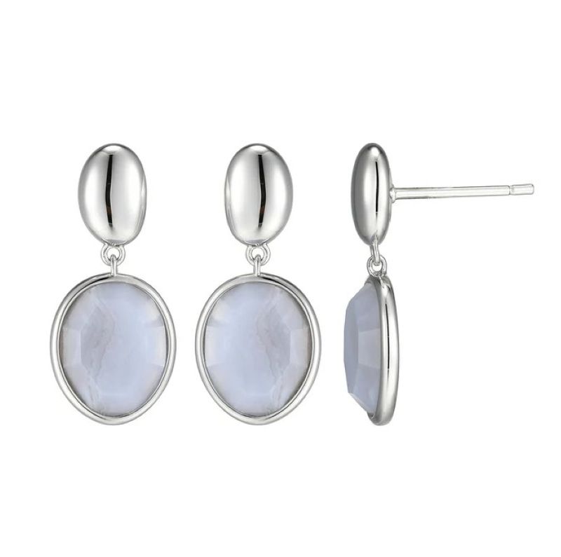 Elegant Blue Lace Agate Drop Earrings