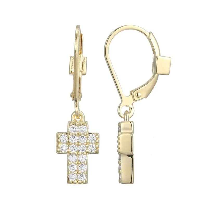 Elegant Gold Cross Earrings