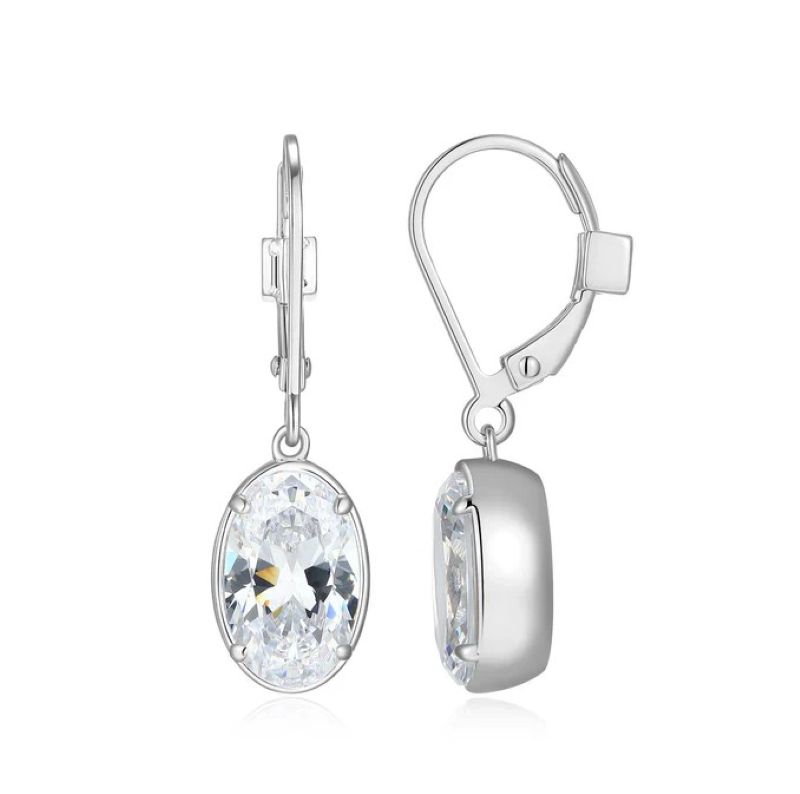 Elegant Cubic Zirconium Drop Earrings In Sterling Silver