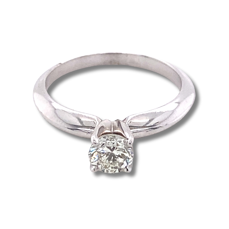 14KW Round Dia 0.53ct H SI2 Solitaire Engagement Ring Size 7