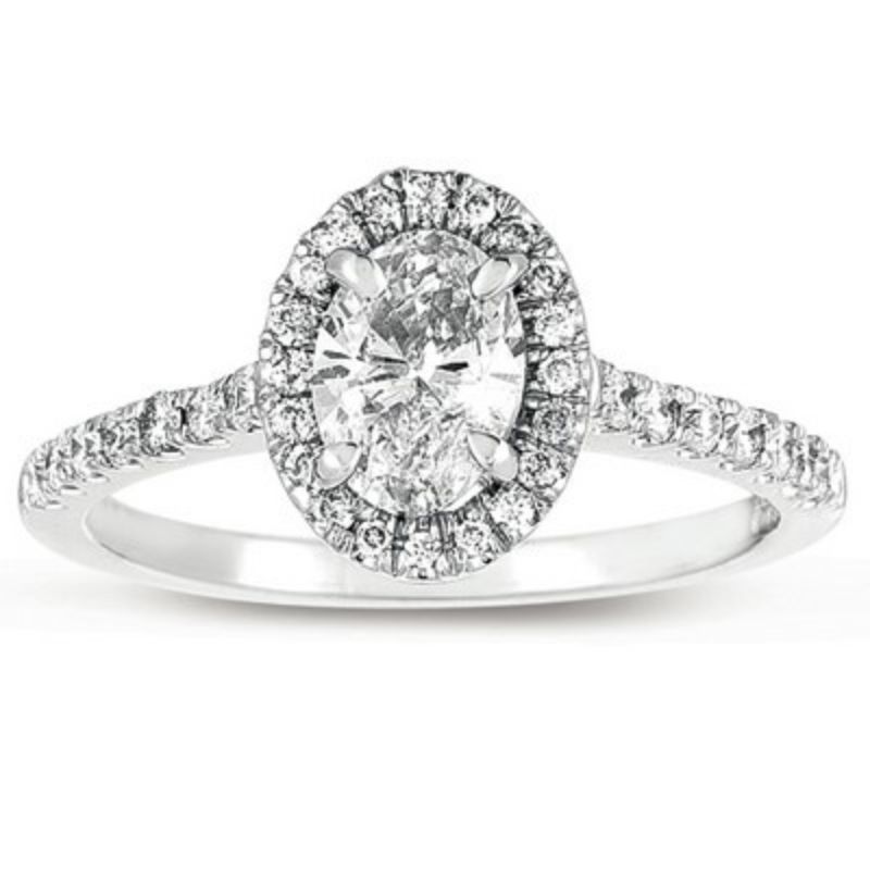 Oval Diamond Halo Engagement Ring