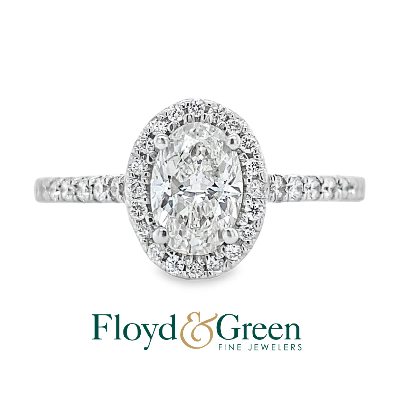 Oval Diamond Halo Engagement Ring