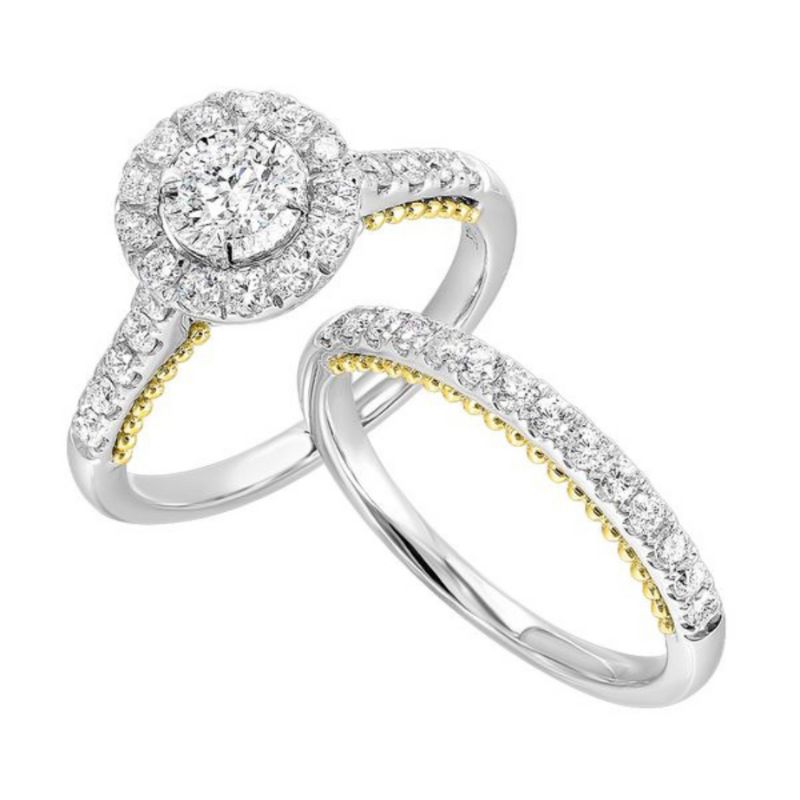 Round Diamond Halo Engagement Ring & Band Set